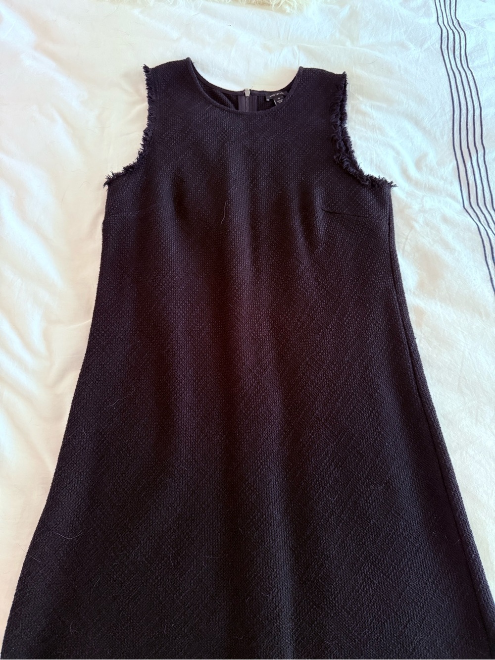Ann Taylor Sleeveless Black Tweed Shift Dress